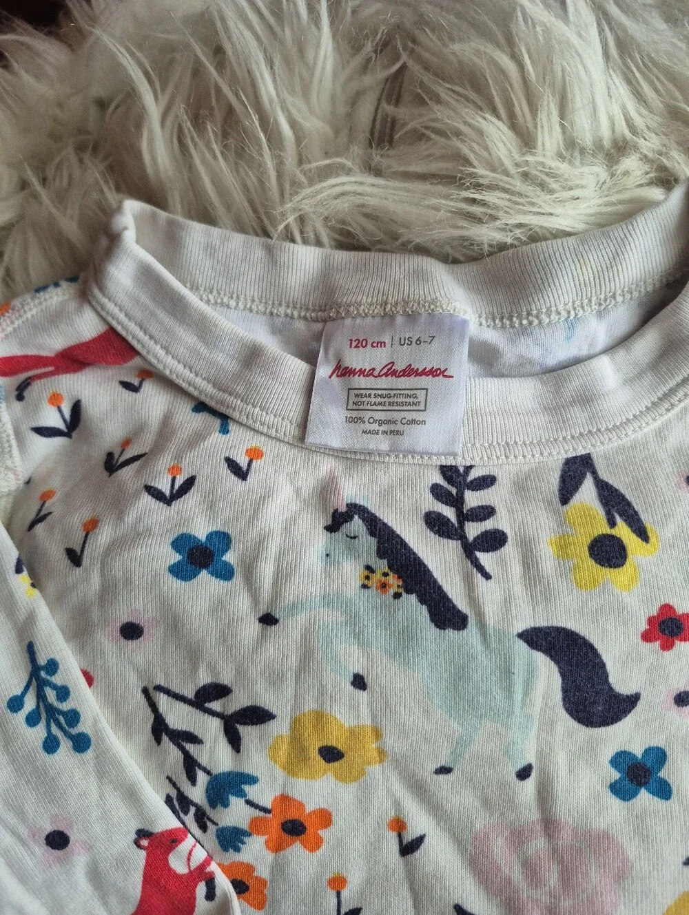 Kids Long Sleeve Floral Animal Print Pajama Set - White Multicolor
